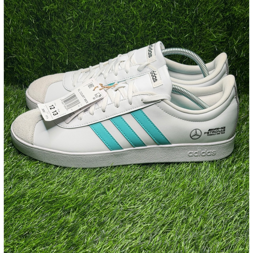 Adidas VL Court MER Mercedes-AMG Petronas F1 Team White Teal Shoes Mens 12